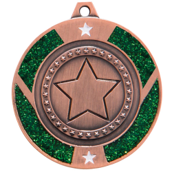 Green Glitter Star Bronze Medal