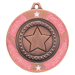 Pink Glitter Star Bronze Medal Pink Glitter Star Bronze Medal