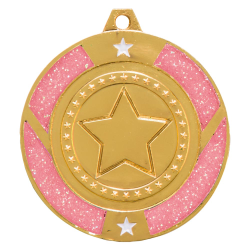 Pink Glitter Star Gold Medal Pink Glitter Star Gold Medal