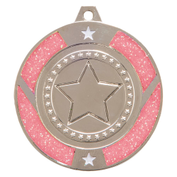 Pink Glitter Star Silver Medal Pink Glitter Star Silver Medal